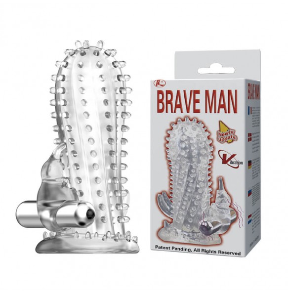 BAILE - BRAVE MAN Crystal Penis Vibrating Sleeve (L:14cm - D:4.5cm)